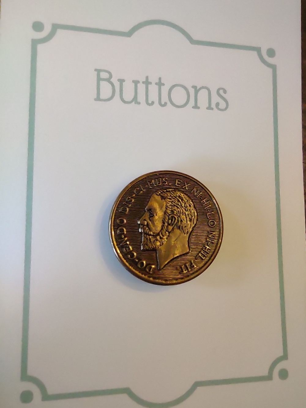 vintage Masonic button Brass-Tone Round Shank Button King George